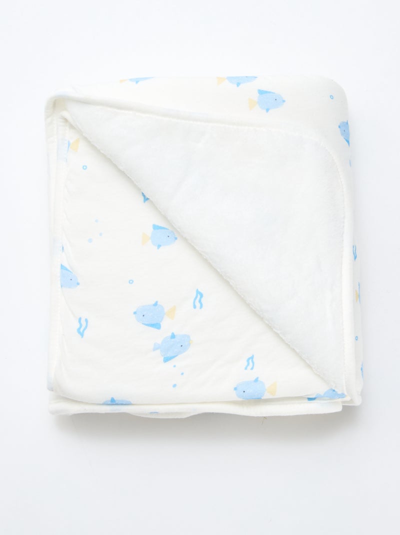 Manta estampada de punto de algodón Blanco - Kiabi
