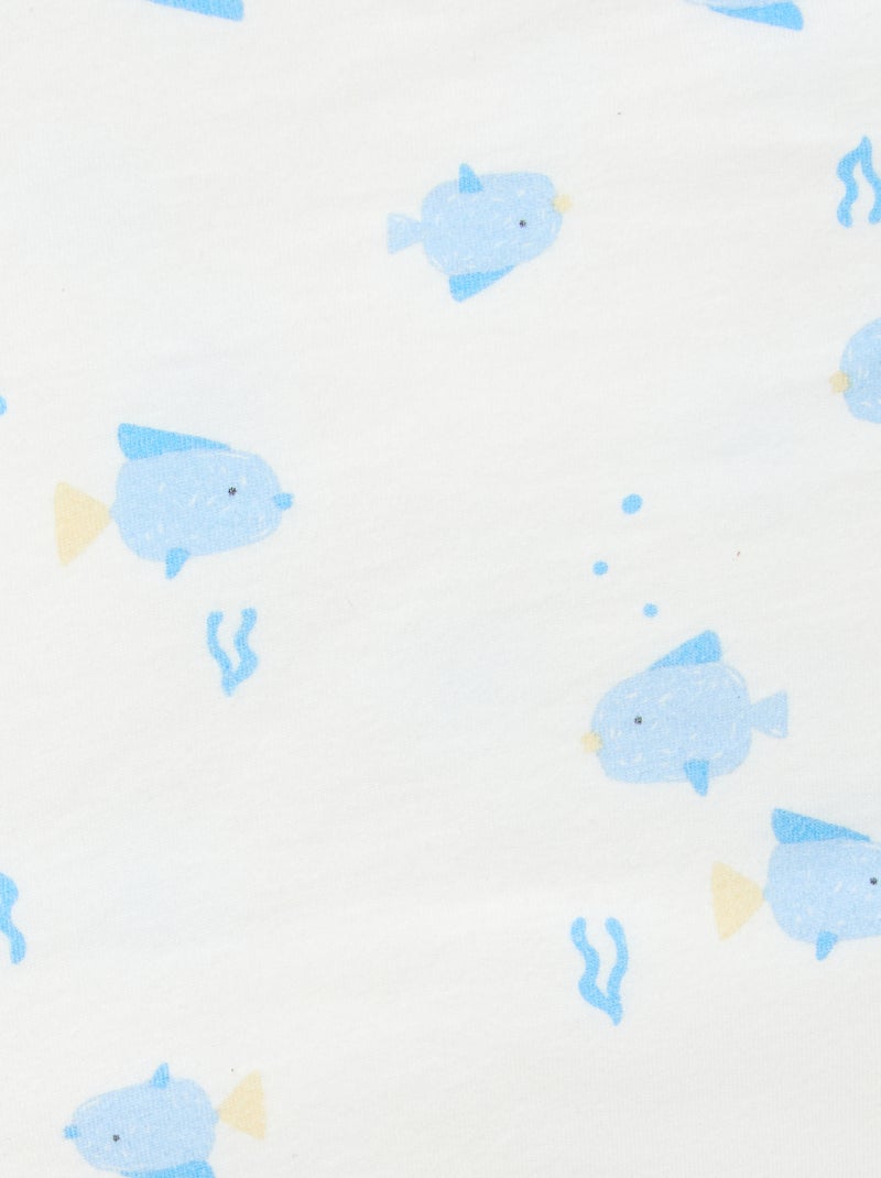 Manta estampada de punto de algodón Blanco - Kiabi