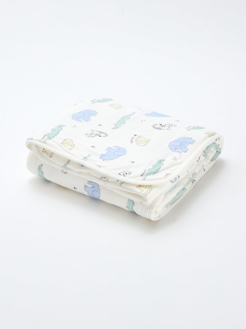 Manta estampada de punto de algodón Blanco - Kiabi