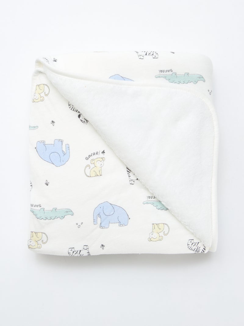 Manta estampada de punto de algodón Blanco - Kiabi