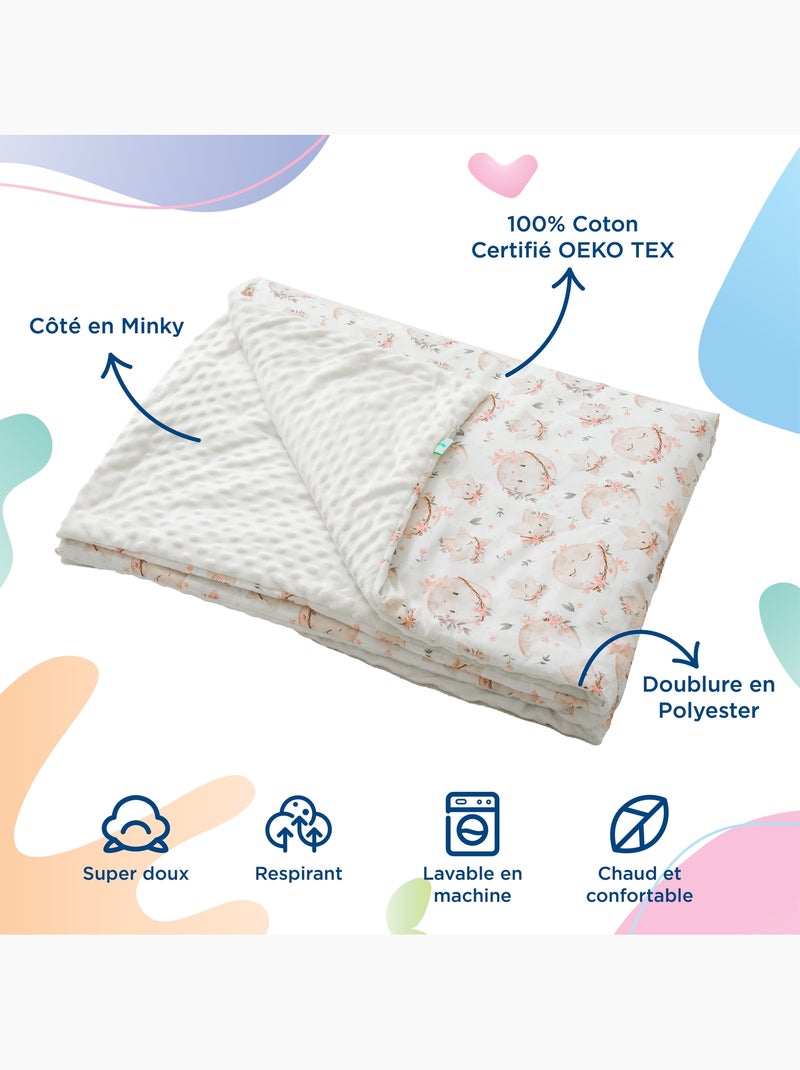 Manta infantil de algodón Oeko-tex y Minky | SUPERBE BEBE Blanco - Kiabi