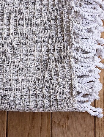 Manta jacquard con flecos