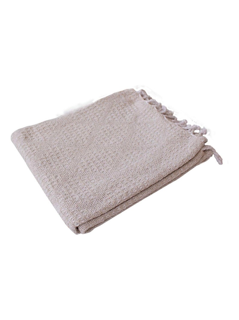 Manta jacquard con flecos Crudo - Kiabi