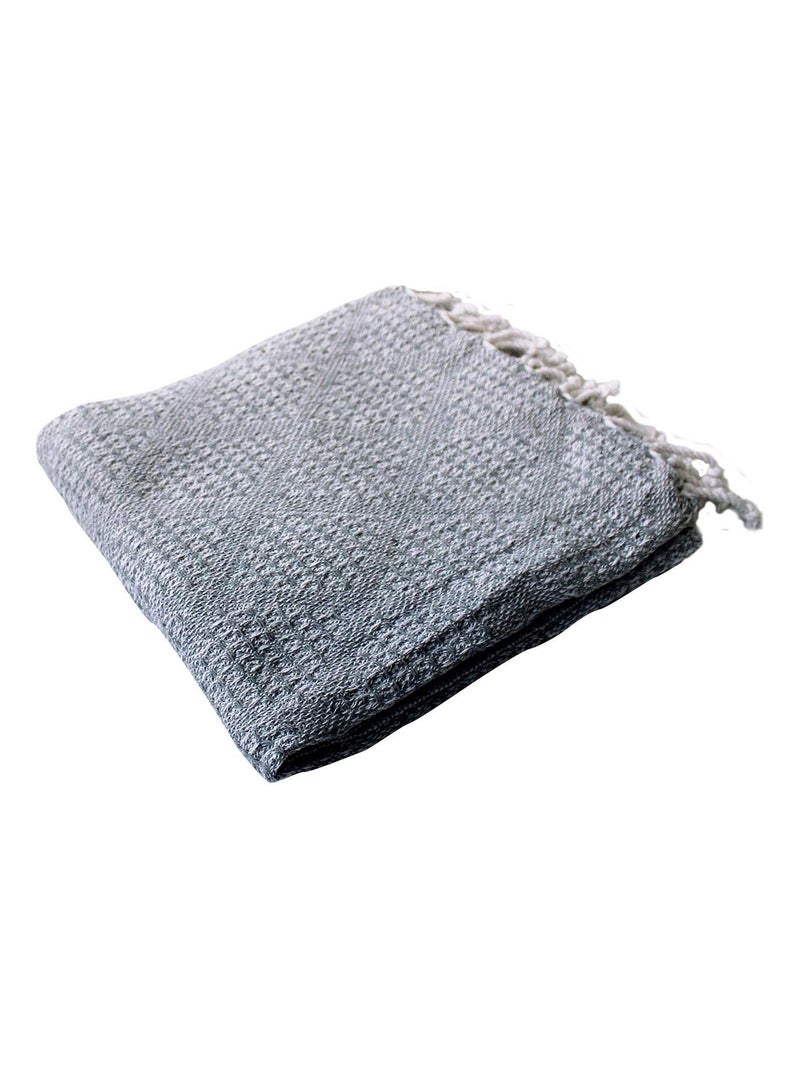 Manta jacquard con flecos Gris claro - Kiabi