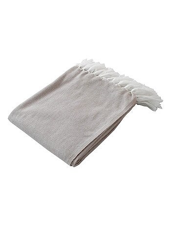 Manta jacquard con largos flecos