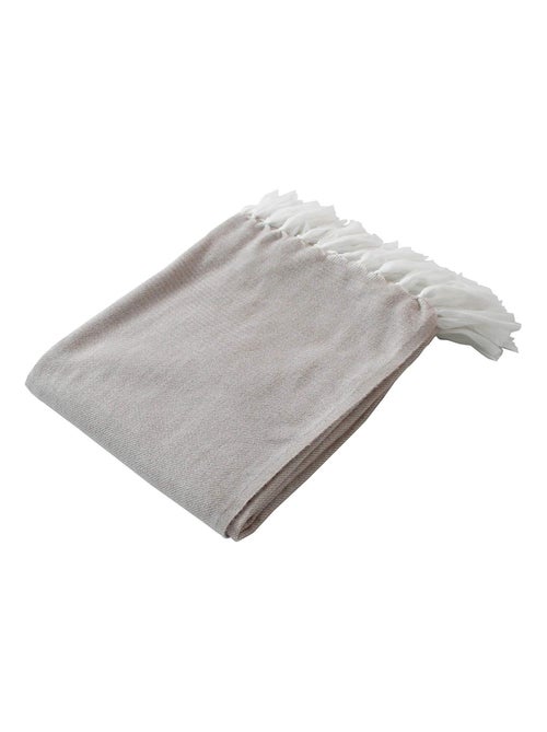 Manta jacquard con largos flecos - Kiabi Manta jacquard con largos flecos - Kiabi