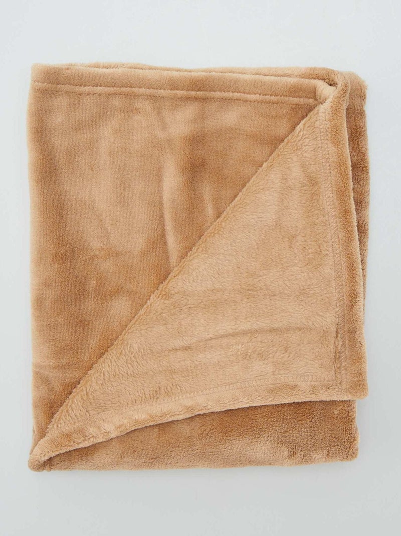 Manta lisa en tejido polar BEIGE - Kiabi