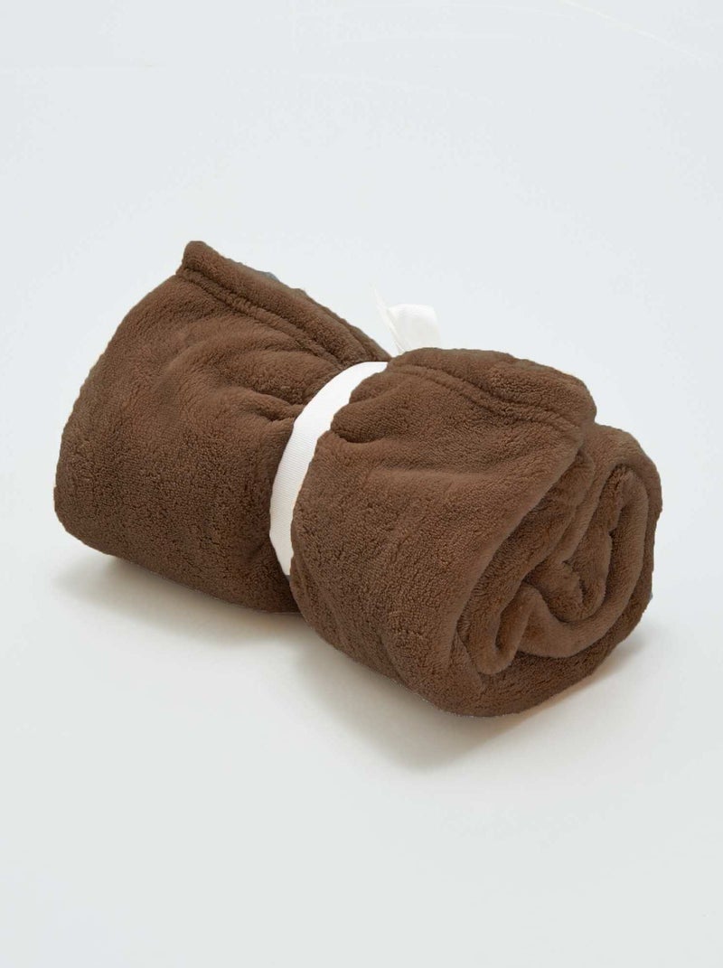 Manta lisa en tejido polar castaño - Kiabi