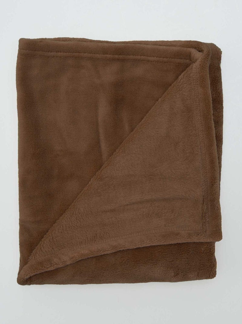 Manta lisa en tejido polar castaño - Kiabi