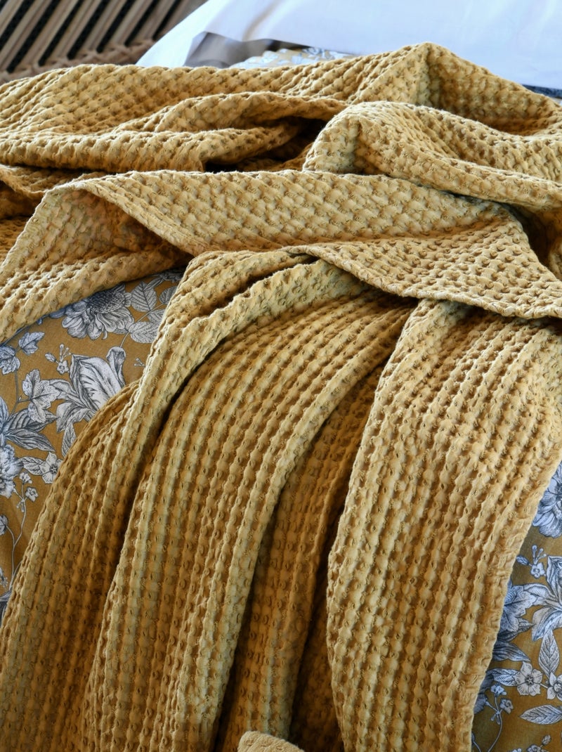 Manta panal de abeja de algodón Amarillo - Kiabi