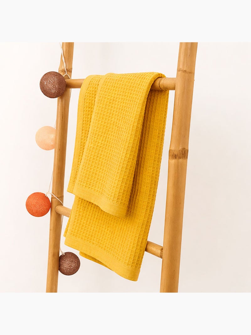 Manta Panal de Abeja en Algodón Orgánico Honey Beige - Kiabi