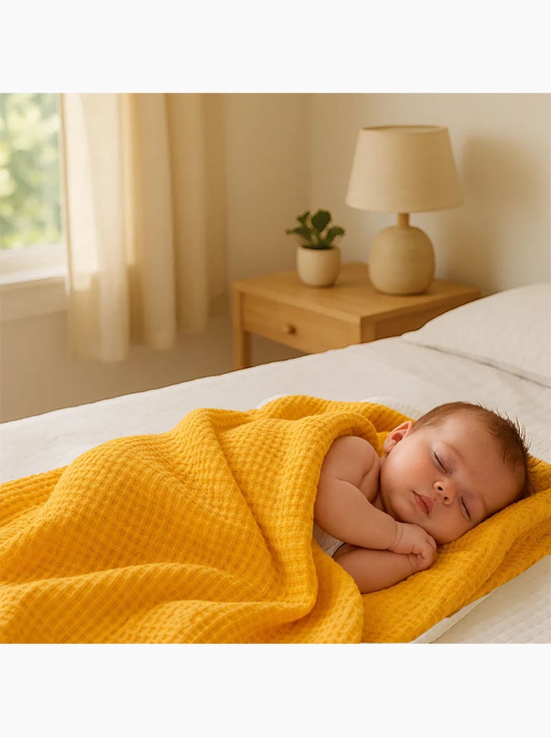 Manta Panal de Abeja en Algodón Orgánico Honey Beige - Kiabi