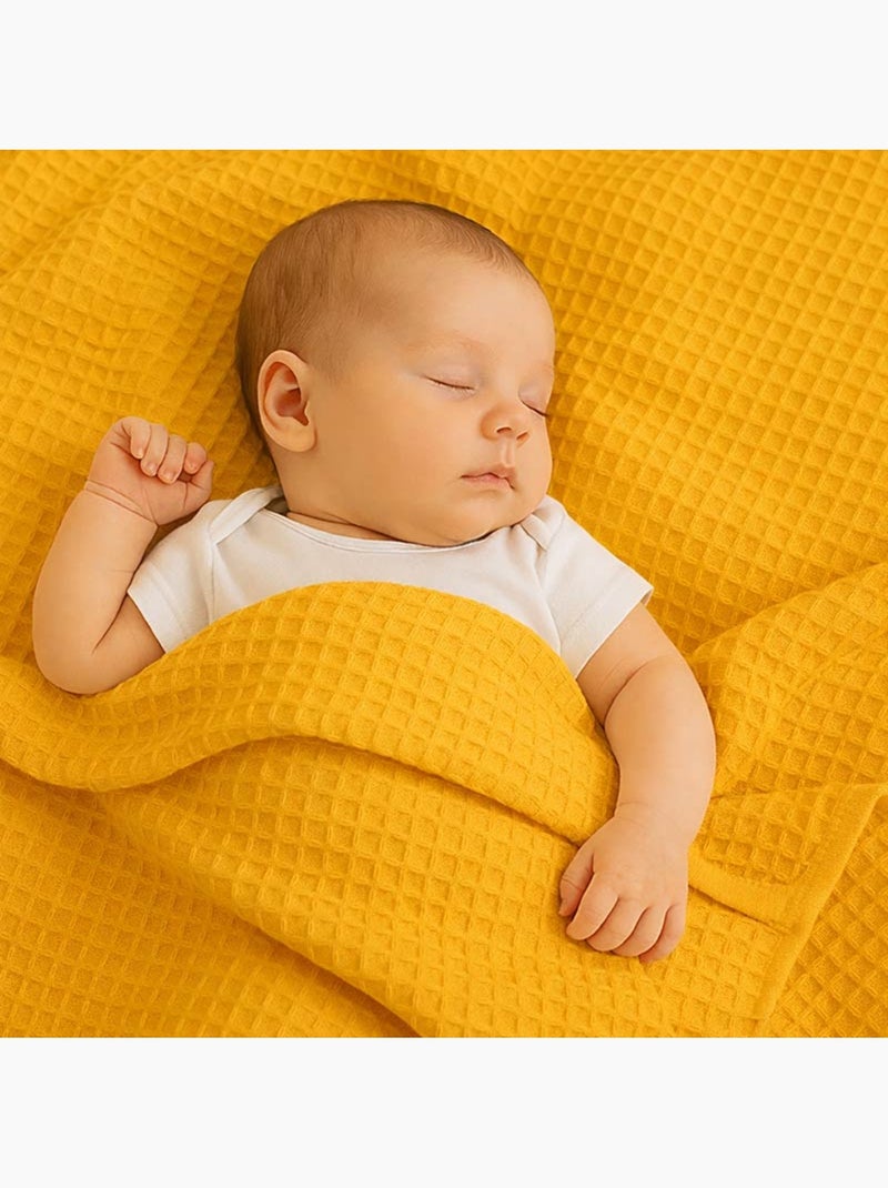 Manta Panal de Abeja en Algodón Orgánico Honey Beige - Kiabi