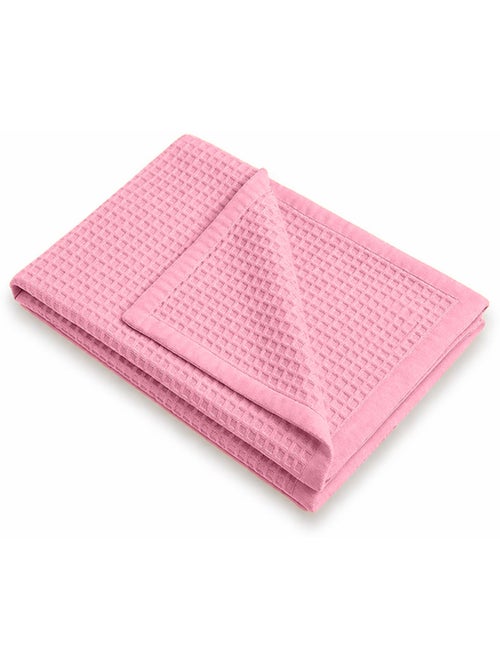 Manta Panal de Abeja en Algodón Orgánico Rosa - Kiabi