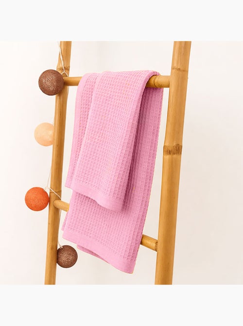 Manta Panal de Abeja en Algodón Orgánico Rosa - Kiabi
