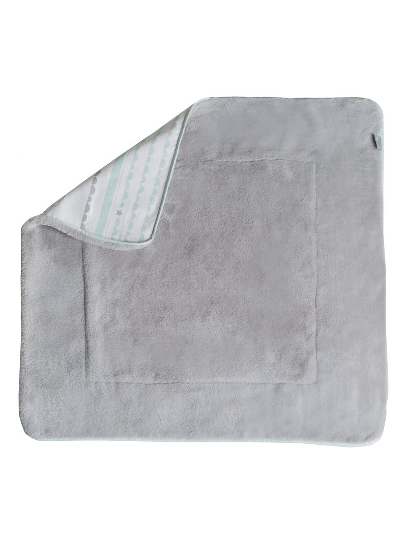 Manta para bebé doble cara polar suave y algodón 'Roba happy cloud' Blanco Verde - Kiabi