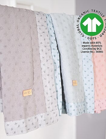 Manta para bebé en algodón orgánico con lunares en relieve 'Roba lil planet'