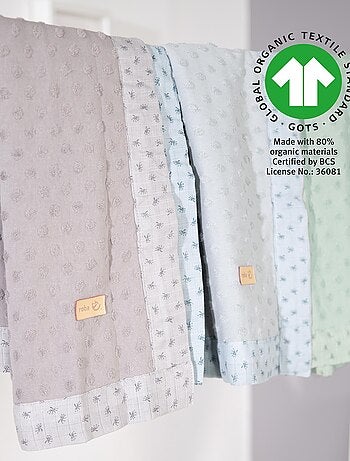 Manta para bebé en algodón orgánico con lunares en relieve 'Roba lil planet'