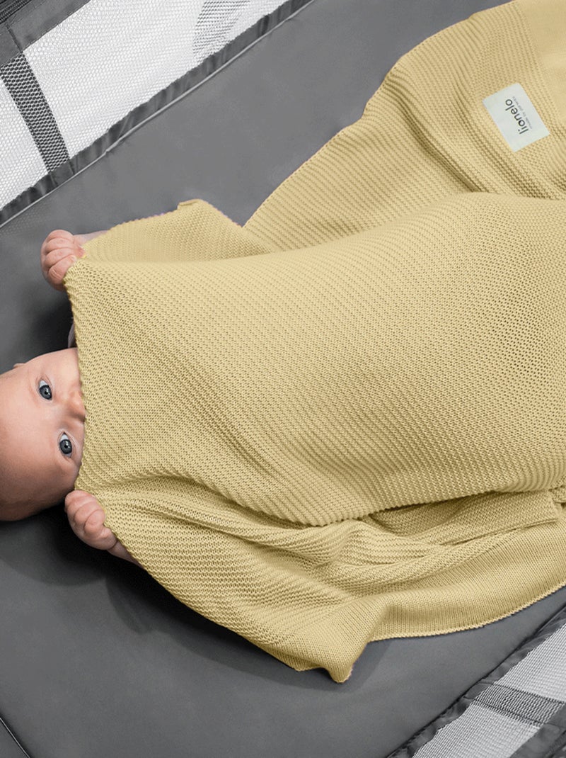 Manta para bebé LIONELO 100% algodón - Hipoalergénica - Antibacteriana - 100 × 75 cm Amarillo - Kiabi