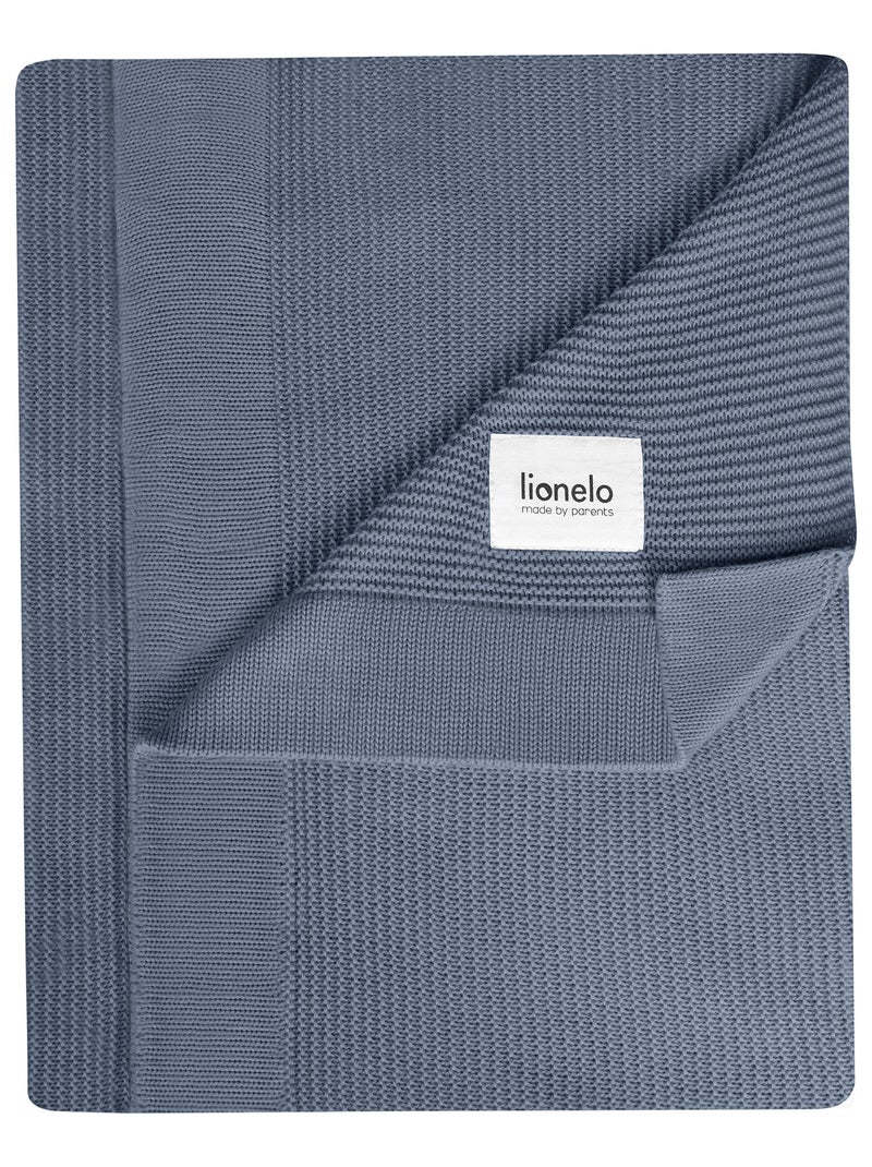 Manta para bebé LIONELO 100% algodón - Hipoalergénica - Antibacteriana - 100 × 75 cm Azul - Kiabi