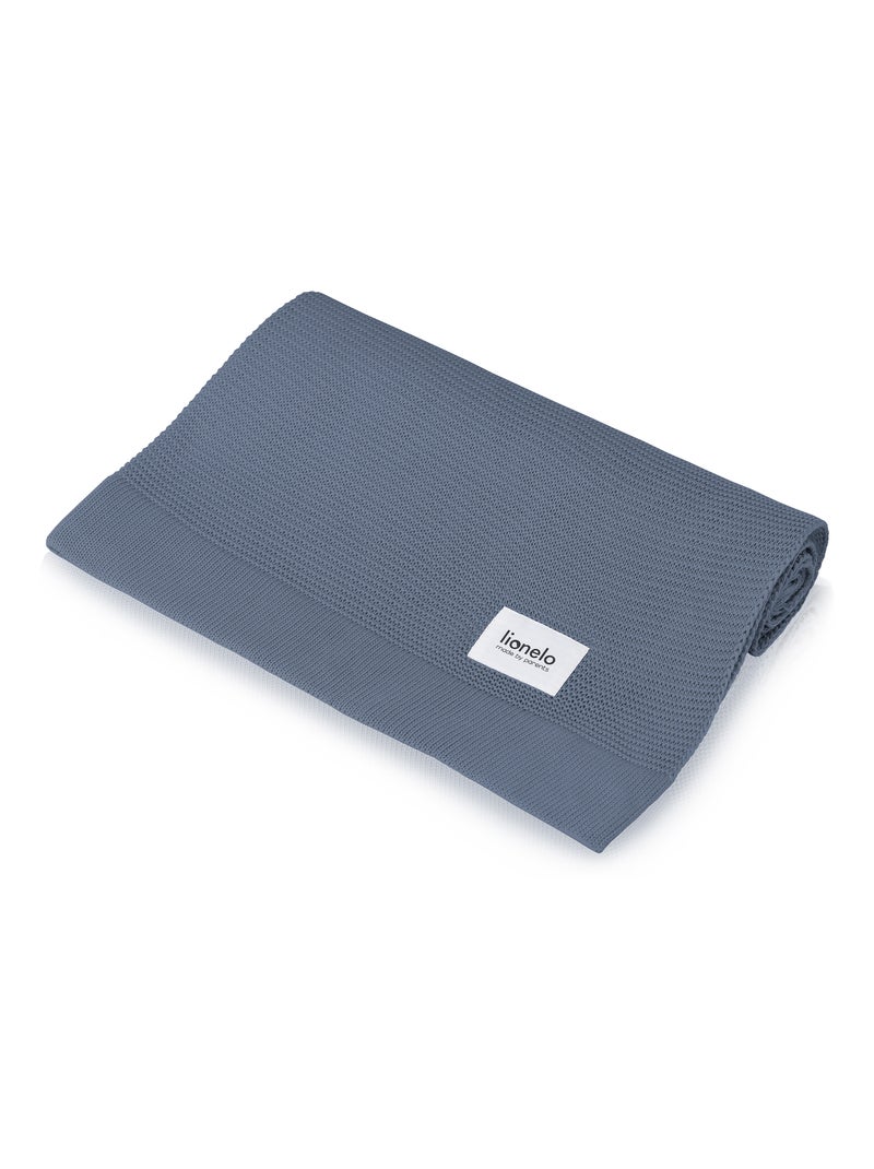 Manta para bebé LIONELO 100% algodón - Hipoalergénica - Antibacteriana - 100 × 75 cm Azul - Kiabi