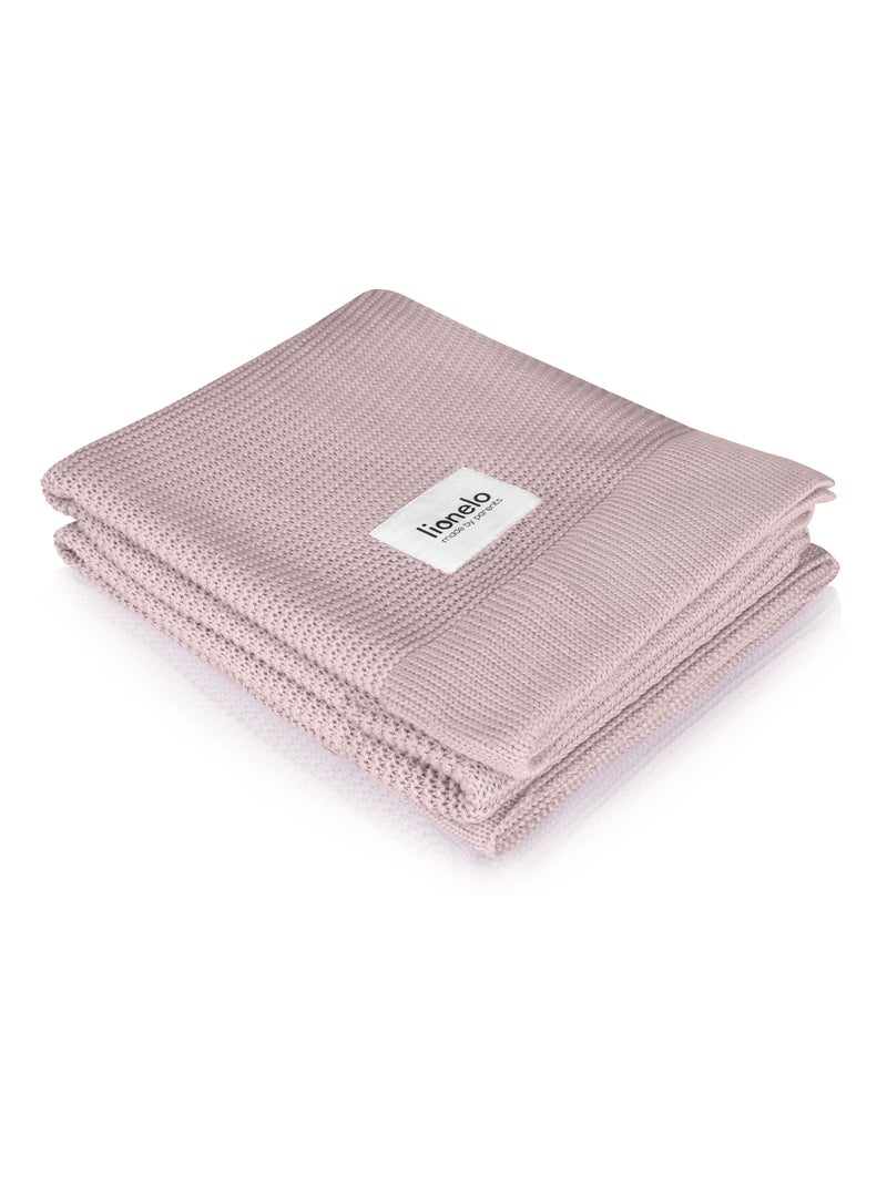 Manta para bebé LIONELO 100% algodón - Hipoalergénica - Antibacteriana - 100 × 75 cm Rosa - Kiabi