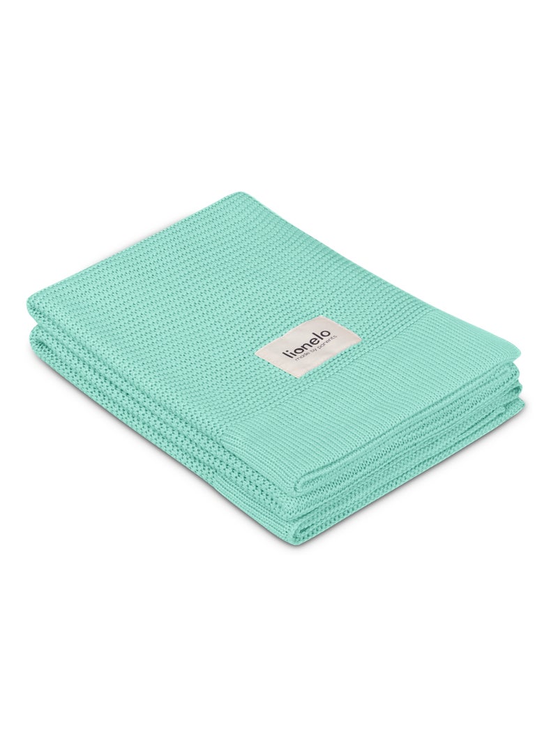 Manta para bebé LIONELO 100% algodón - Hipoalergénica - Antibacteriana - 100 × 75 cm Verde - Kiabi