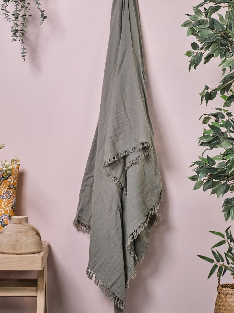 Manta para cama de gasa de algodón BEIGE - Kiabi