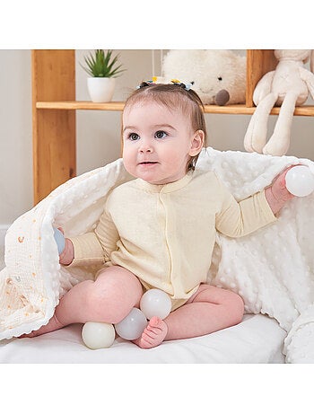 Manta para niños 100 x 135 cm de gasa de algodón Oeko-Tex y minky | SUPERBE BEBE