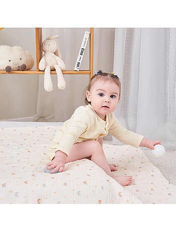 Manta para niños 100 x 135 cm de gasa de algodón Oeko-Tex y minky | SUPERBE BEBE