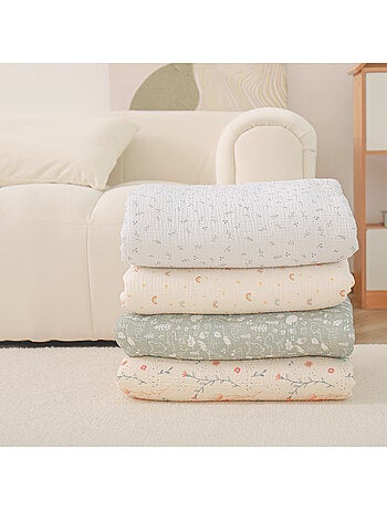 Manta para niños 100 x 135 cm de gasa de algodón Oeko-Tex y minky | SUPERBE BEBE
