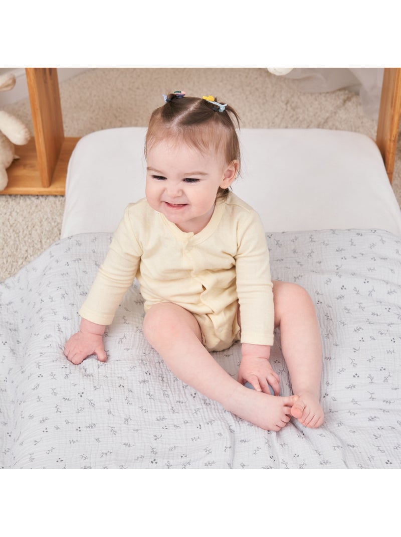 Manta para niños 100 x 135 cm de gasa de algodón Oeko-Tex y minky | SUPERBE BEBE Gris - Kiabi