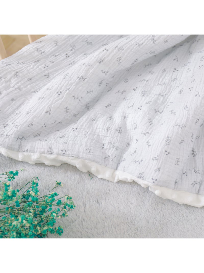Manta para niños 100 x 135 cm de gasa de algodón Oeko-Tex y minky | SUPERBE BEBE Gris - Kiabi