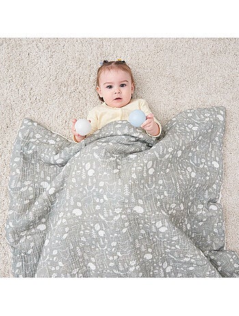 Manta para niños 100 x 135 cm de gasa de algodón Oeko-Tex y minky | SUPERBE BEBE