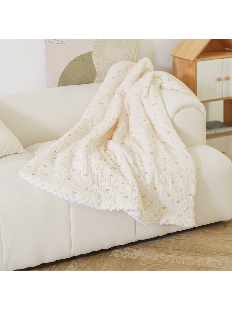 Manta para niños 75 x 100 cm de gasa de algodón Oeko-Tex y minky | SUPERBE BEBE Crudo - Kiabi
