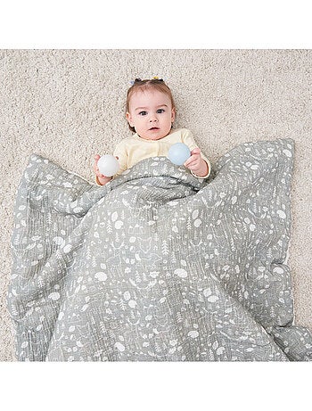 Manta para niños 75 x 100 cm de gasa de algodón Oeko-Tex y minky | SUPERBE BEBE
