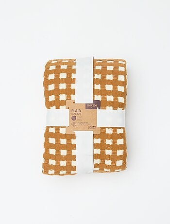 Manta plaid bicolor con diseño gofrado (180 x 200 cm)