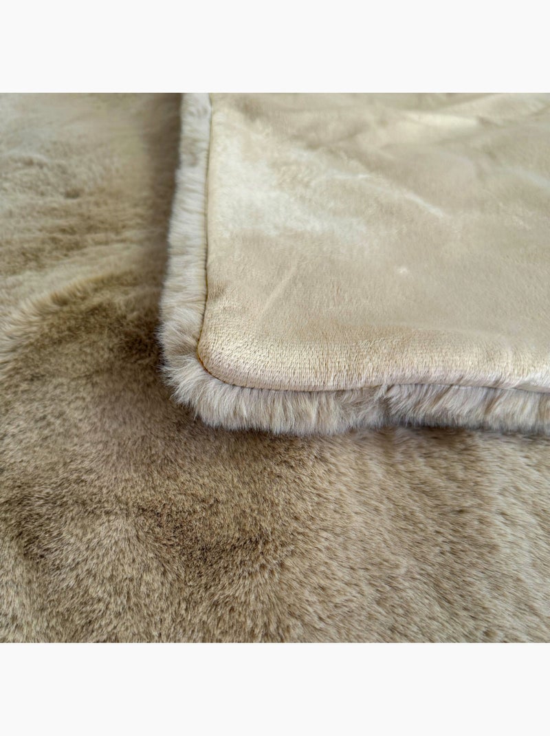 Manta plaid pelo sintético 'plaid' 130 x 180 cm OEKO-TEX Future Home Beige - Kiabi
