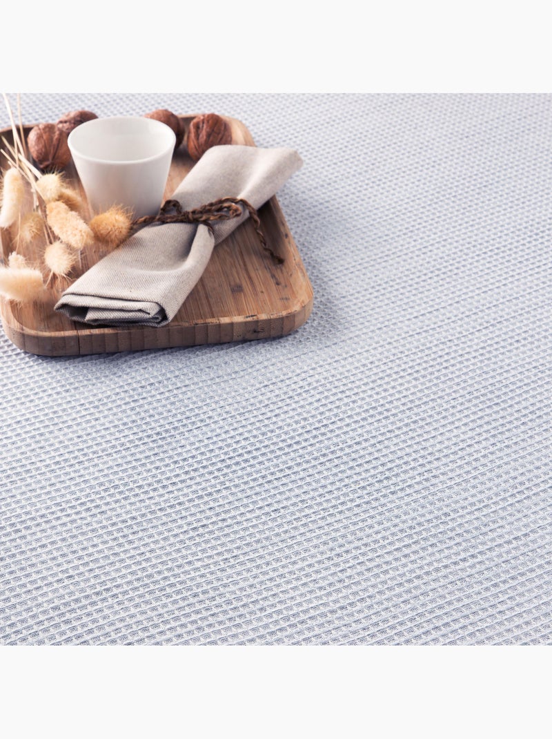 Manta Plaid, tejido texturizado de hilo tintado con relieve en nido de abeja, con flecos - Gamusi Gris - Kiabi