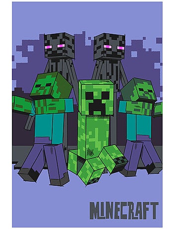 Manta polar 100% poliéster motivo minecraft mobs - minecraft
