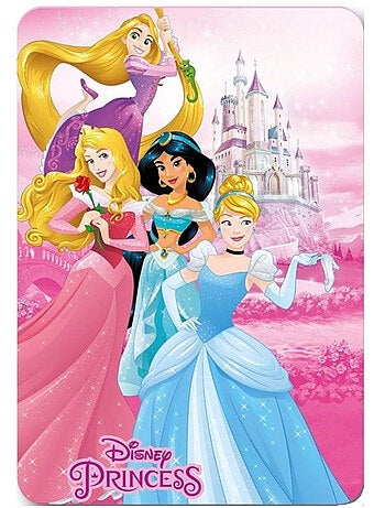 Manta polar infantil princesas disney - rapunzel, aurora, jasmine, cenicienta - 100 x 140 cm