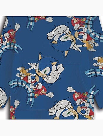 Manta Polar Infantil Sonic con Mangas y Capucha Talla Única 7 a 14 años, WONDER