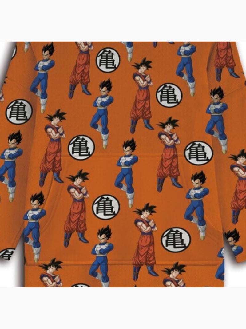 Manta polar para adulto con capucha Goku, Vegeta Multicolor - Kiabi