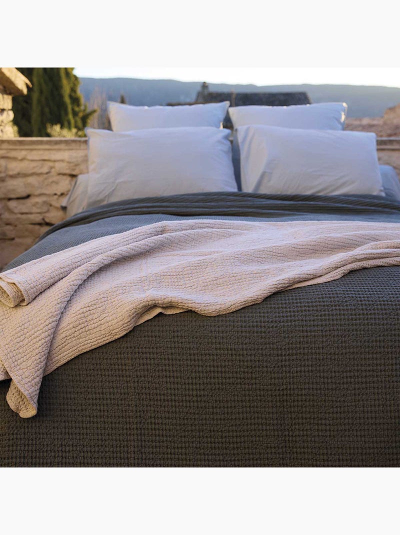 Manta reversible de algodón nido de abeja Beige concha - Kiabi