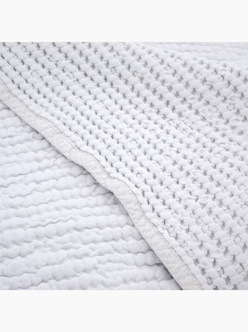 Manta reversible de algodón nido de abeja Gris perla - Kiabi