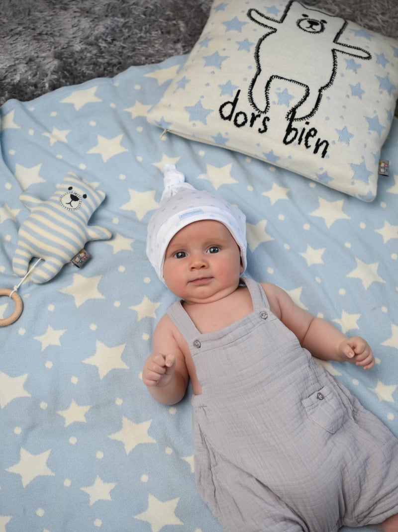 Manta reversible de algodón orgánico gots, estrellas | SEVIRA KIDS Azul - Kiabi
