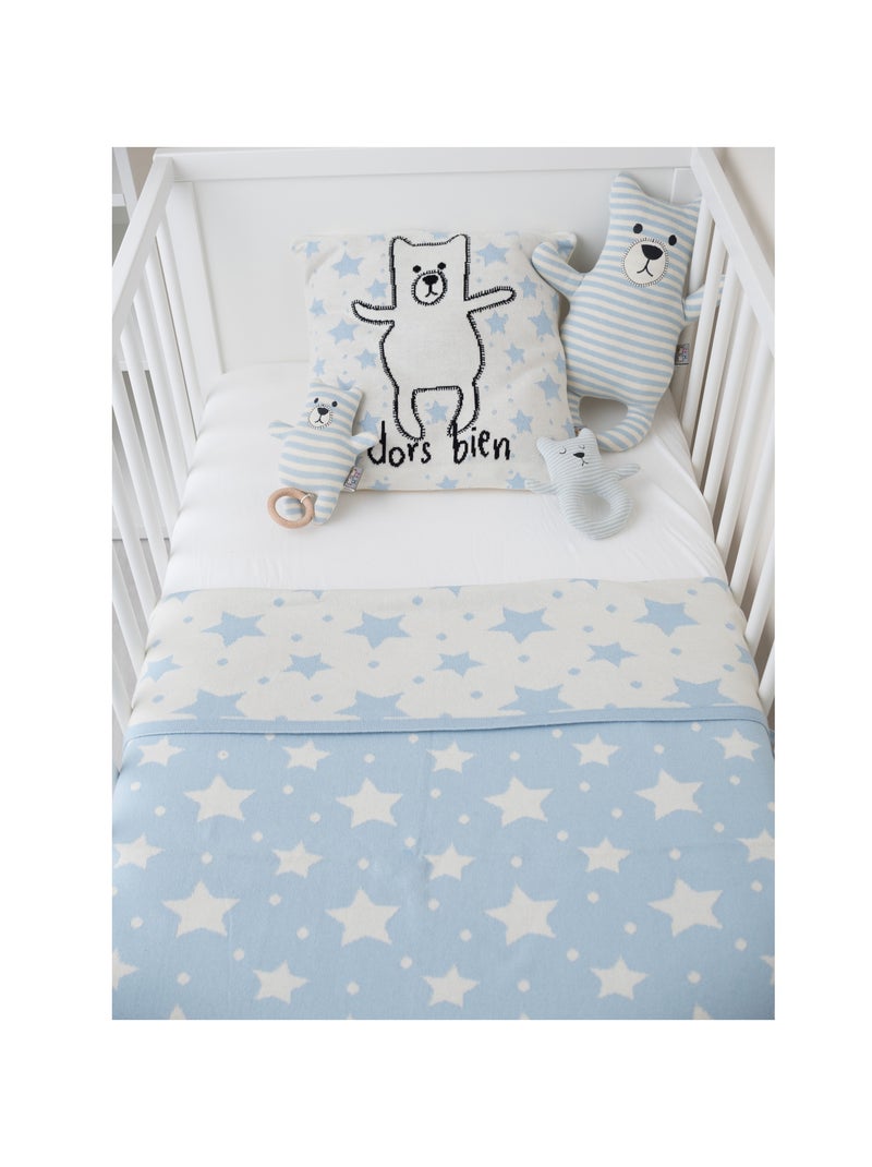 Manta reversible de algodón orgánico gots, estrellas | SEVIRA KIDS Azul - Kiabi