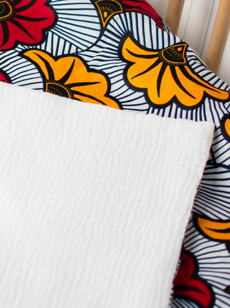Manta reversible de gasa de algodón y tejido wax | SEVIRA KIDS Blanco Multicolor - Kiabi