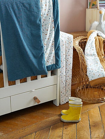 Manta reversible para bebé en doble gasa de algodón y jersey