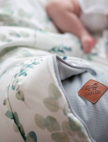 Manta reversible plaid, eucalyptus - SEVIRA KIDS